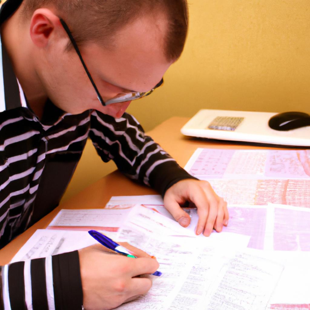 Person analyzing financial documents calmly