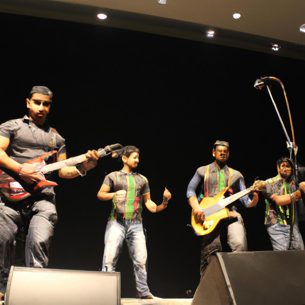 Group performing on stage together